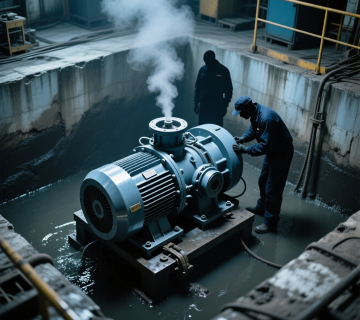 دمونتاژ الکتروپمپ لجن کش صنعتی مشهد قدرت ۱۳۲ کیلووات