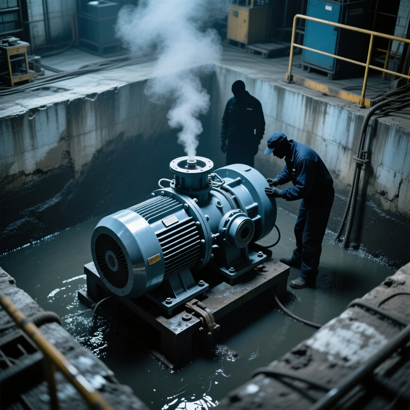 دمونتاژ الکتروپمپ لجن کش صنعتی مشهد قدرت ۱۳۲ کیلووات