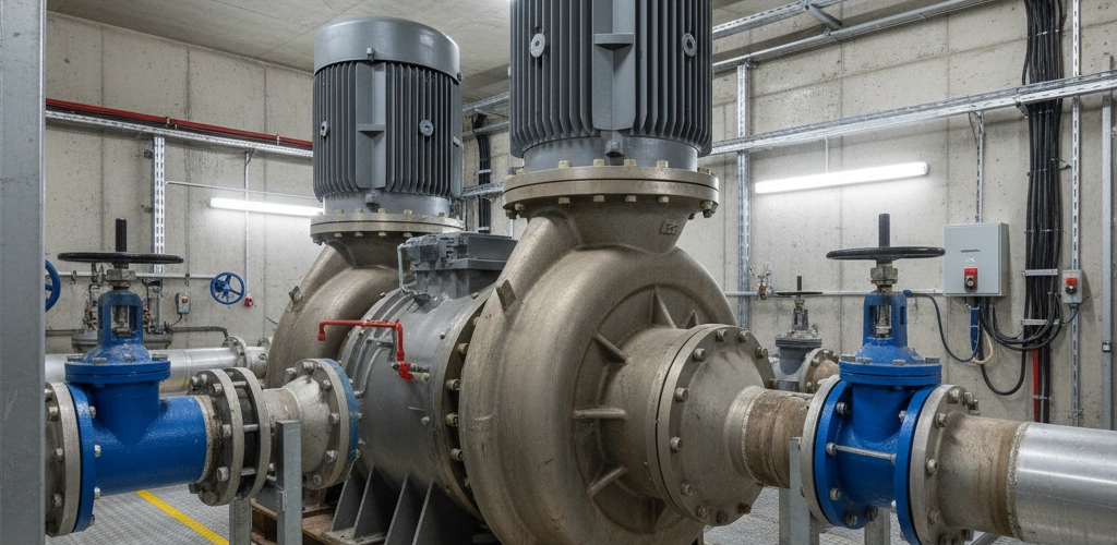 الکتروپمپ لجن‌کش صنعتی مشهدپمپ سری DP در حالت نصب چاله خشک